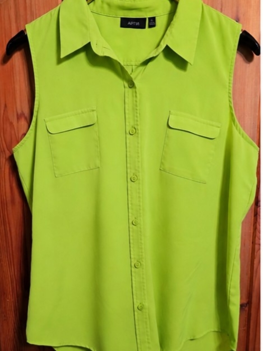 Apt. 9 Bright Lime Green Sleeveless Button-Down Shirt